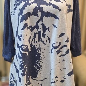 Lane Bryant Navy and White Tiger Graphic Top